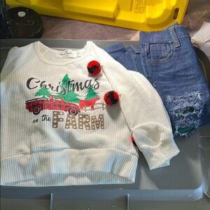 Christmas Farm Kids Sweater - White